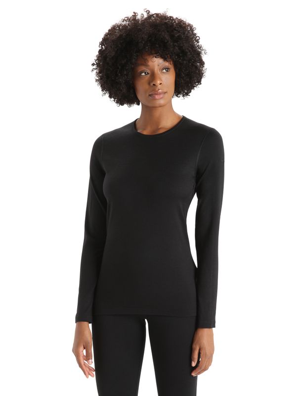 Women's Merino 200 Oasis Long Sleeve Crewe Thermal Top Black