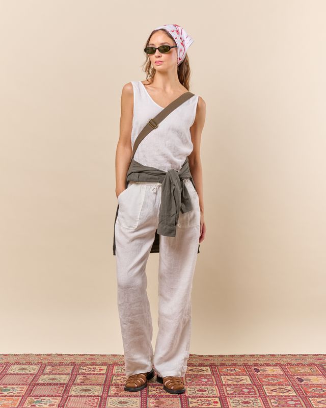 Safari Linen Pants Womens Faded Navy