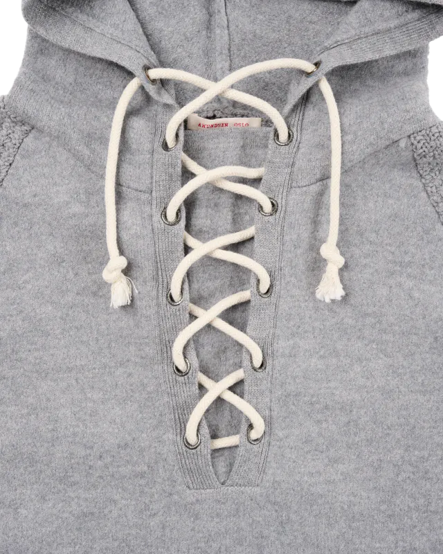 Amundsen Boiled Hoodie Laced Mens Light Grey