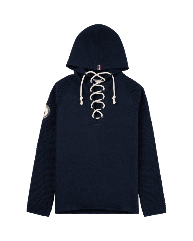 Amundsen Boiled Hoodie Laced Mens Faded Navy