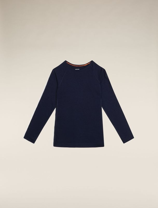 Icebreaker Kids' Merino 200 Oasis LS Crewe Thermal Top Midnight 