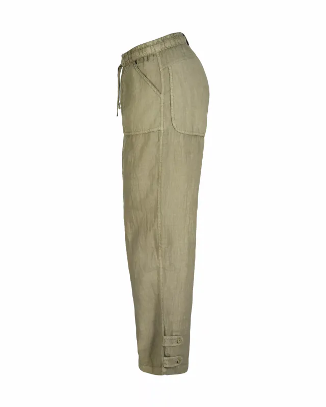 SAFARI LINEN PANTS W 407 Olive Ash 